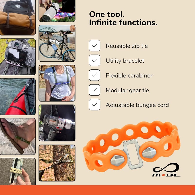MDL Infinity Tool™ 2.0 Modular Straps (4-Pack) - Flexible Multi-Tool, Gear Strap, Wearable Gadget for Outdoor Adventure, Survival, Camping, Travel, EDC - Image 4